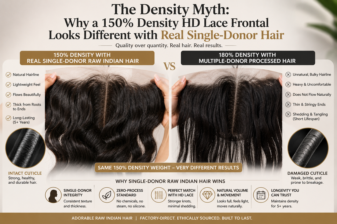 The Density Myth: Why a 150% Density HD Lace Frontal Looks Different with Real Single-Donor Hair