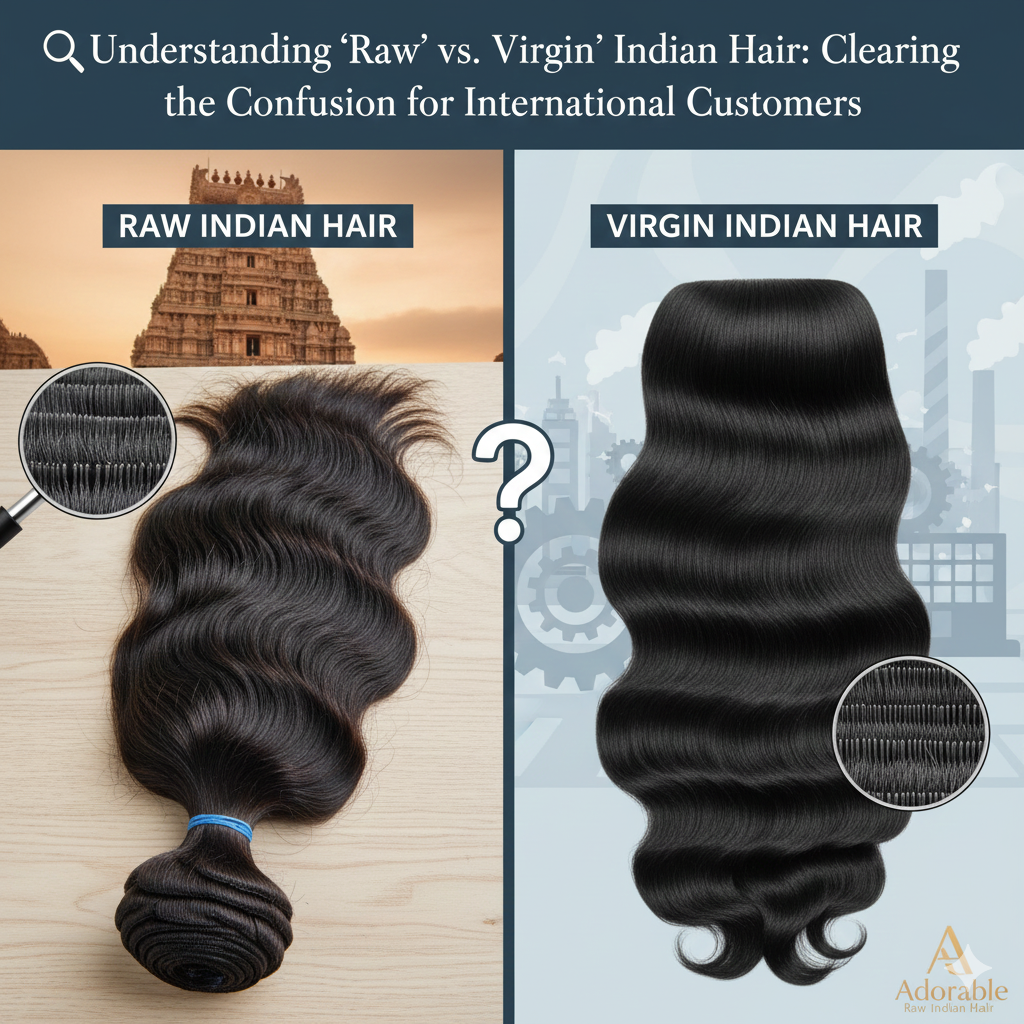 🔍 Understanding "Raw" vs. "Virgin" Indian Hair: Clearing the Confusion for International Customers