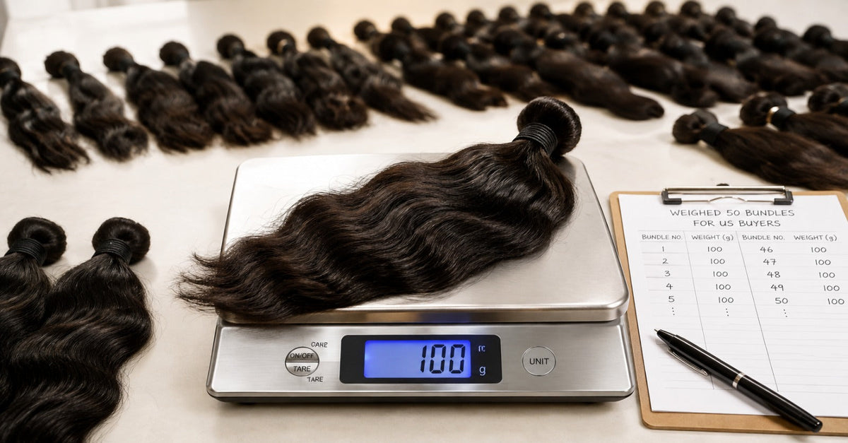 What Does 100g of Raw Indian Hair Look Like? We Weighed 50 Bundles for Our US Buyers