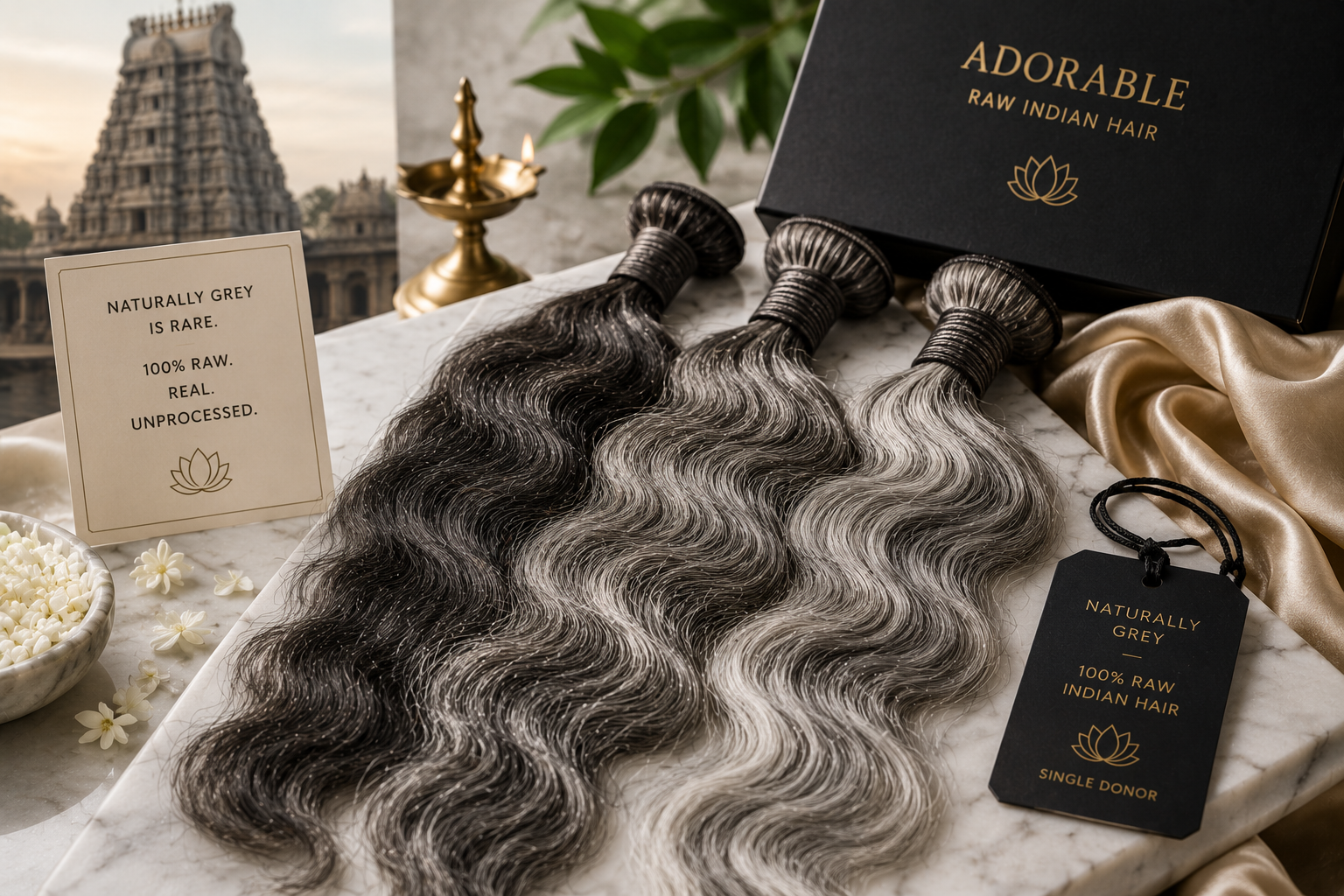 Why Is Naturally Grey Indian Hair So Rare? What We Collect in One Month at Tirupati