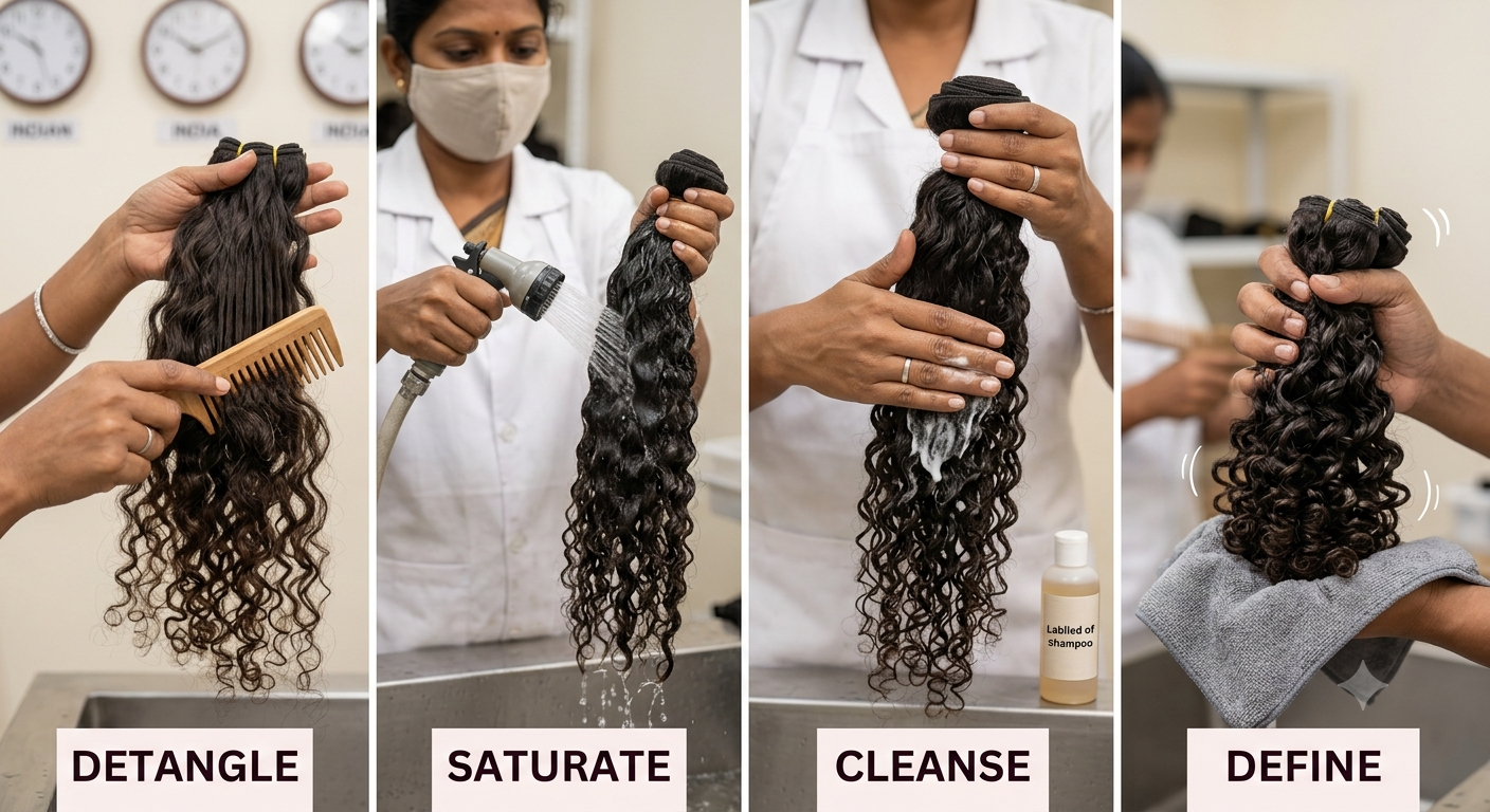 How to Wash Raw Indian Curly Hair Without Losing the Natural Curl Pattern