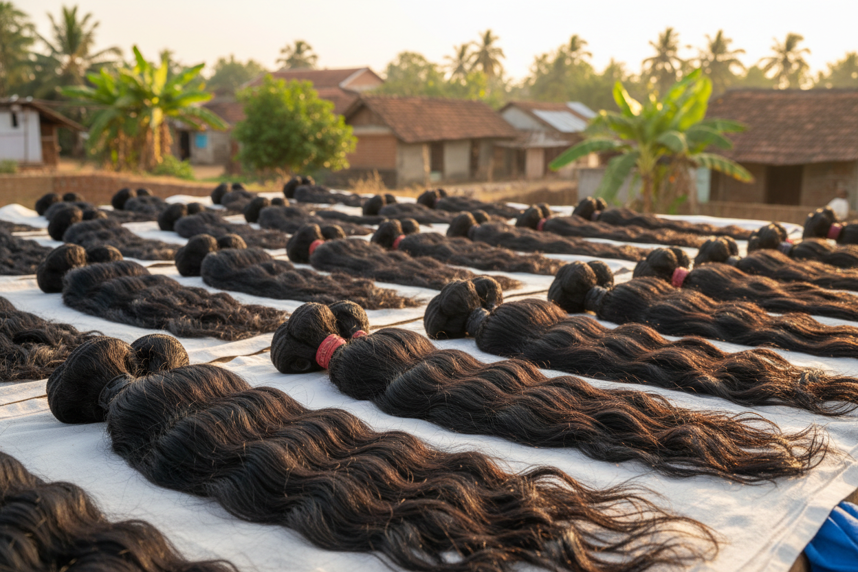 What Does Sun Drying Do to Raw Indian Hair? Our Andhra Pradesh Process Explained