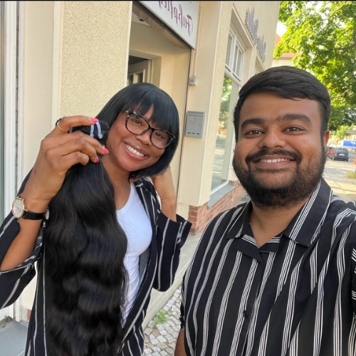 Single donor raw Indian hair styled by a customer