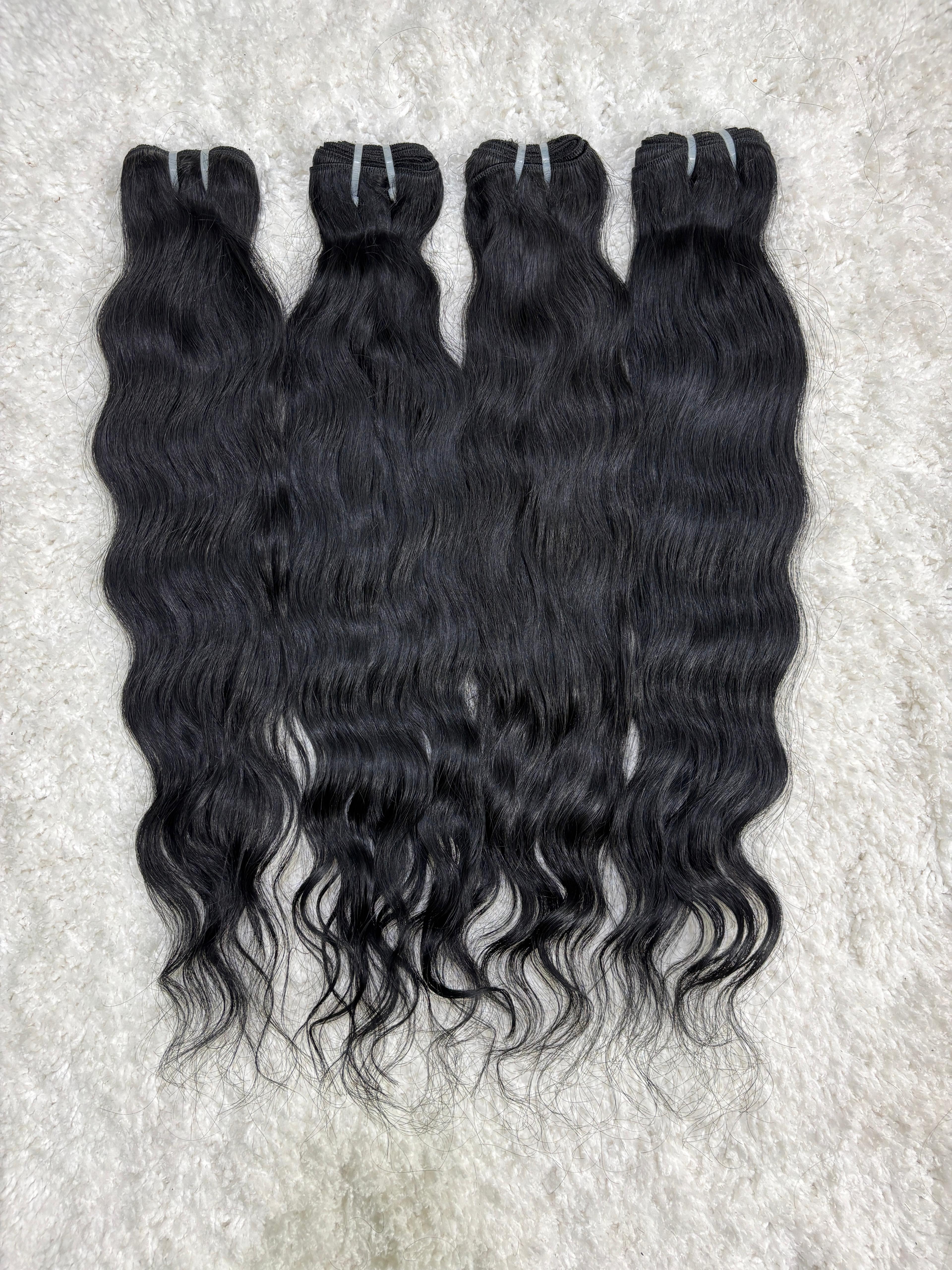 Jet Black Wavy Hair Extensions