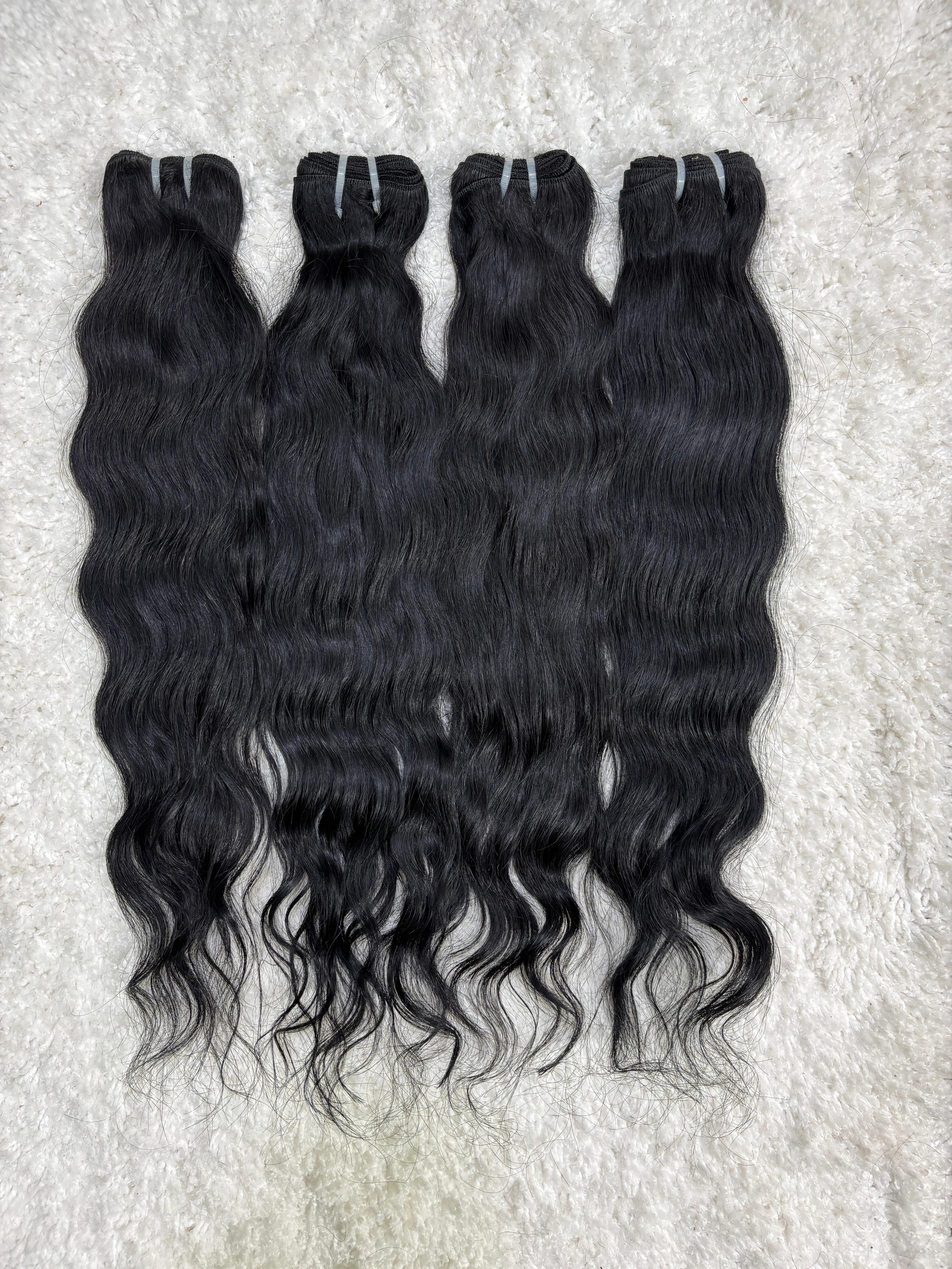 Jet Black Wavy Hair Extensions