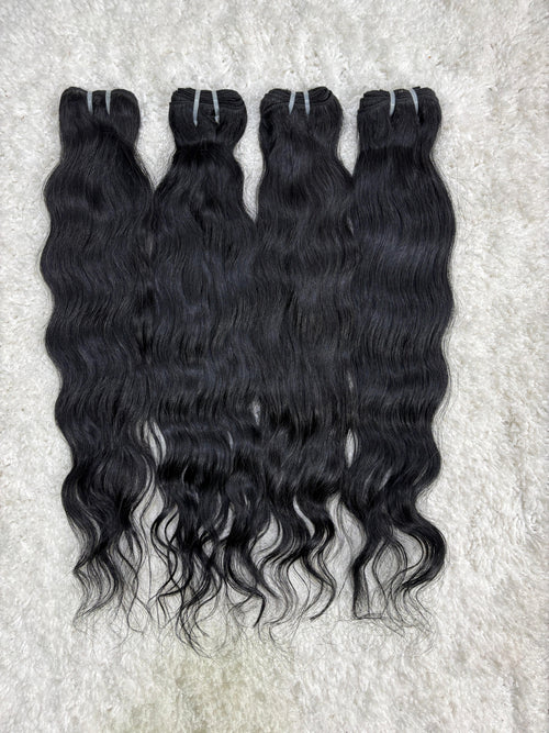 Jet Black Wavy Hair Extensions