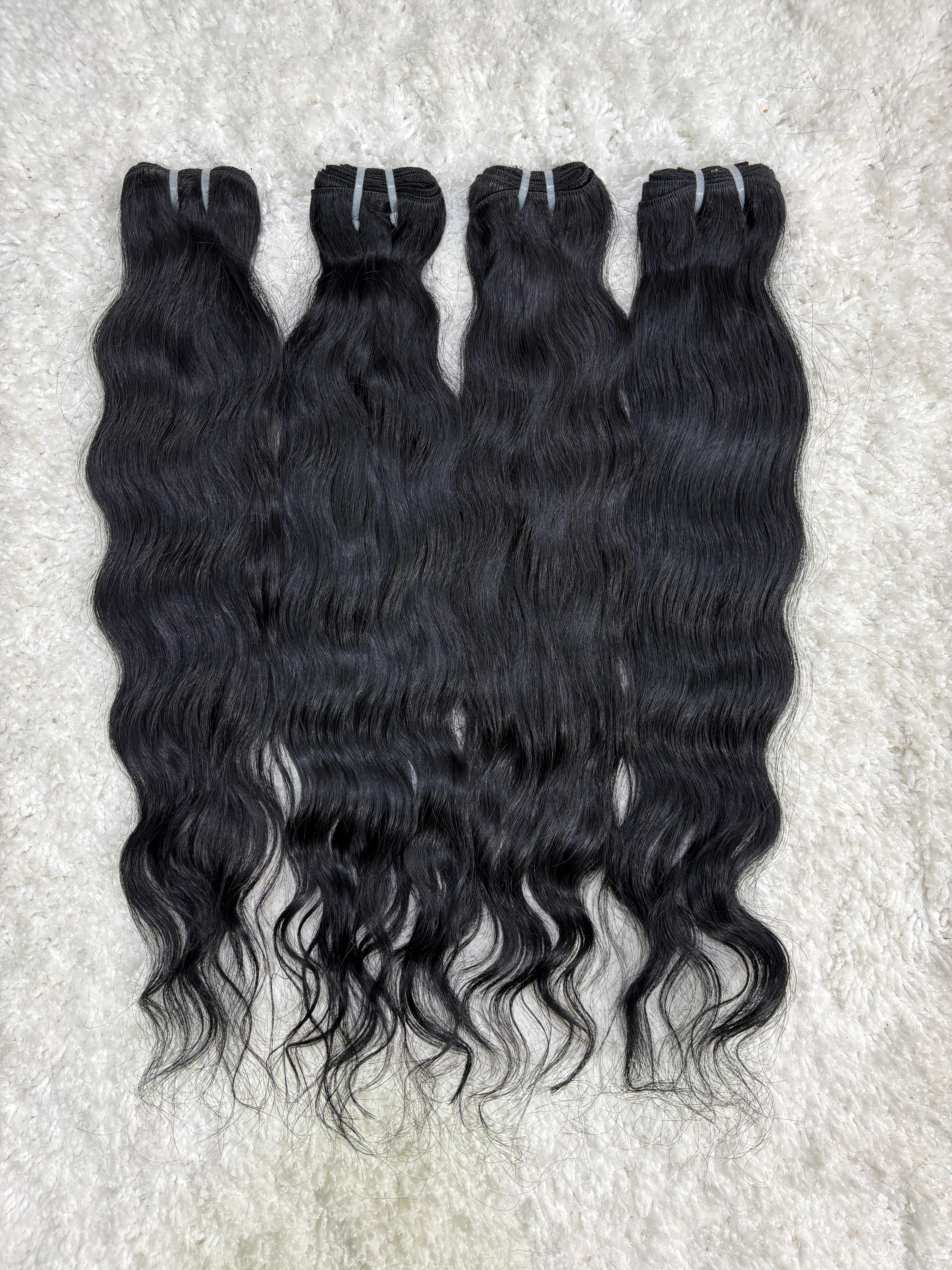 Jet Black Wavy Hair Extensions