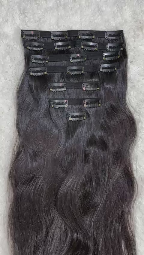 Raw Indian Wavy Clip-In Hair Extensions