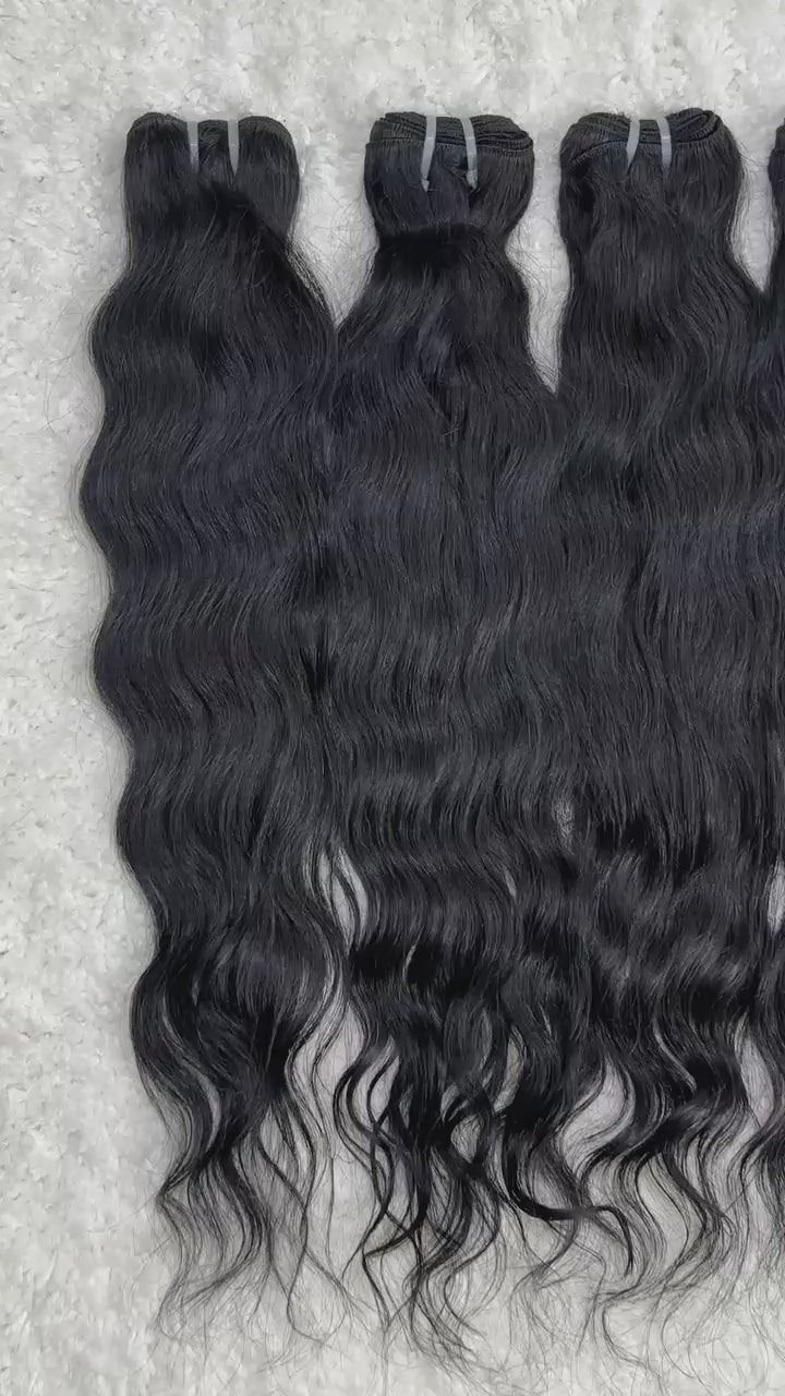 Jet Black Wavy Hair Extensions